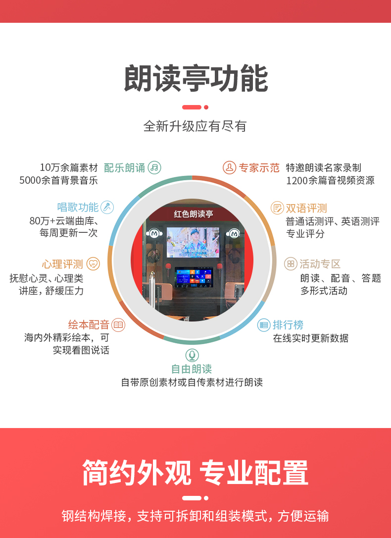 多功能紅色朗讀亭
